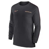 Men's Nike Anthracite Florida State Seminoles 2024 Sideline Coach UV Performance Long Sleeve T-Shirt