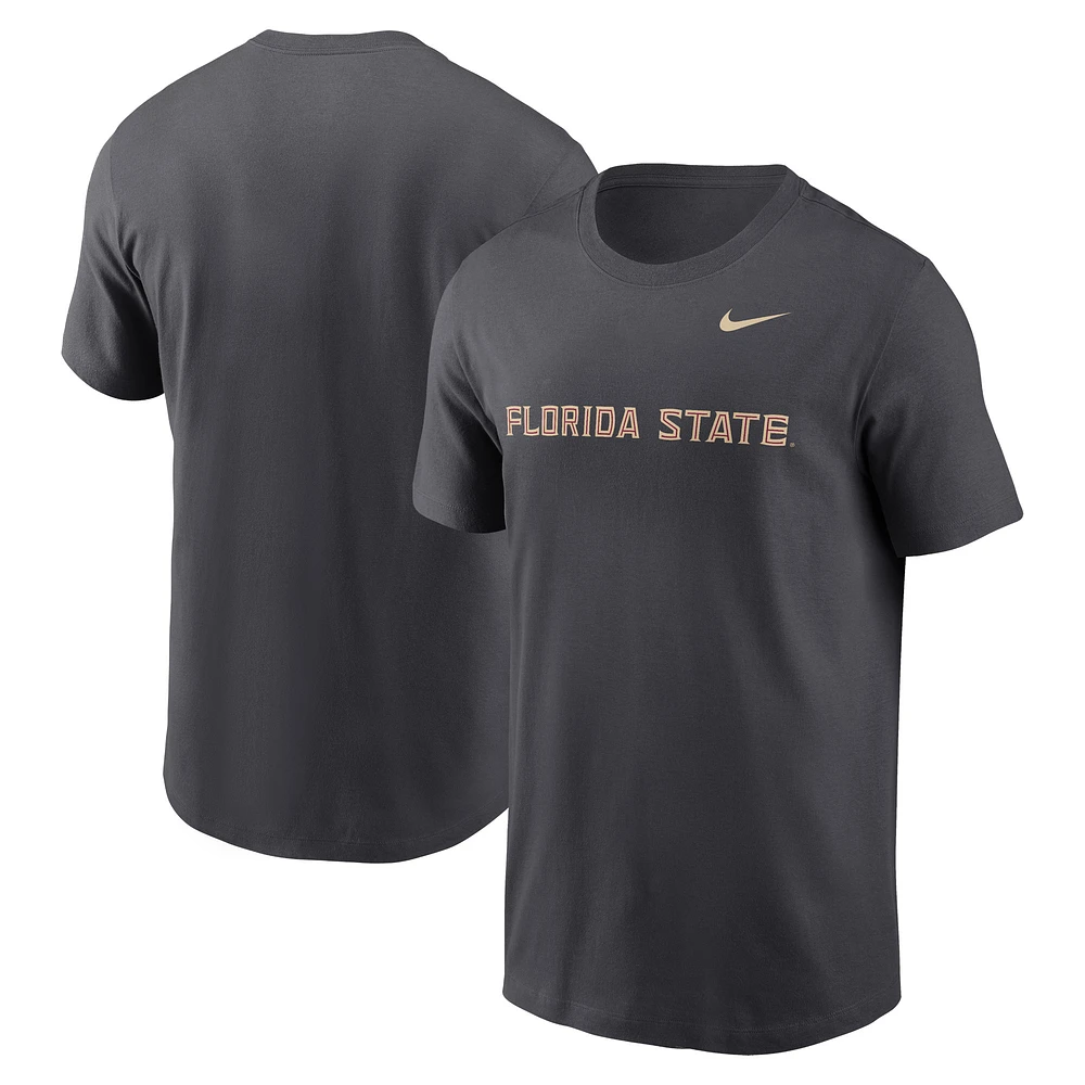 Men's Nike Anthracite Florida State Seminoles Primetime Wordmark T-Shirt