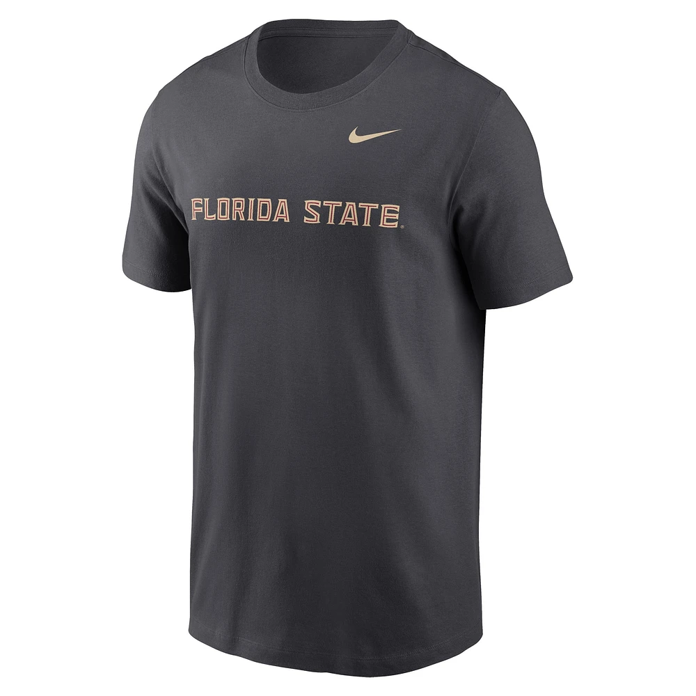 T-shirt Nike anthracite Florida State Seminoles Primetime Wordmark pour homme