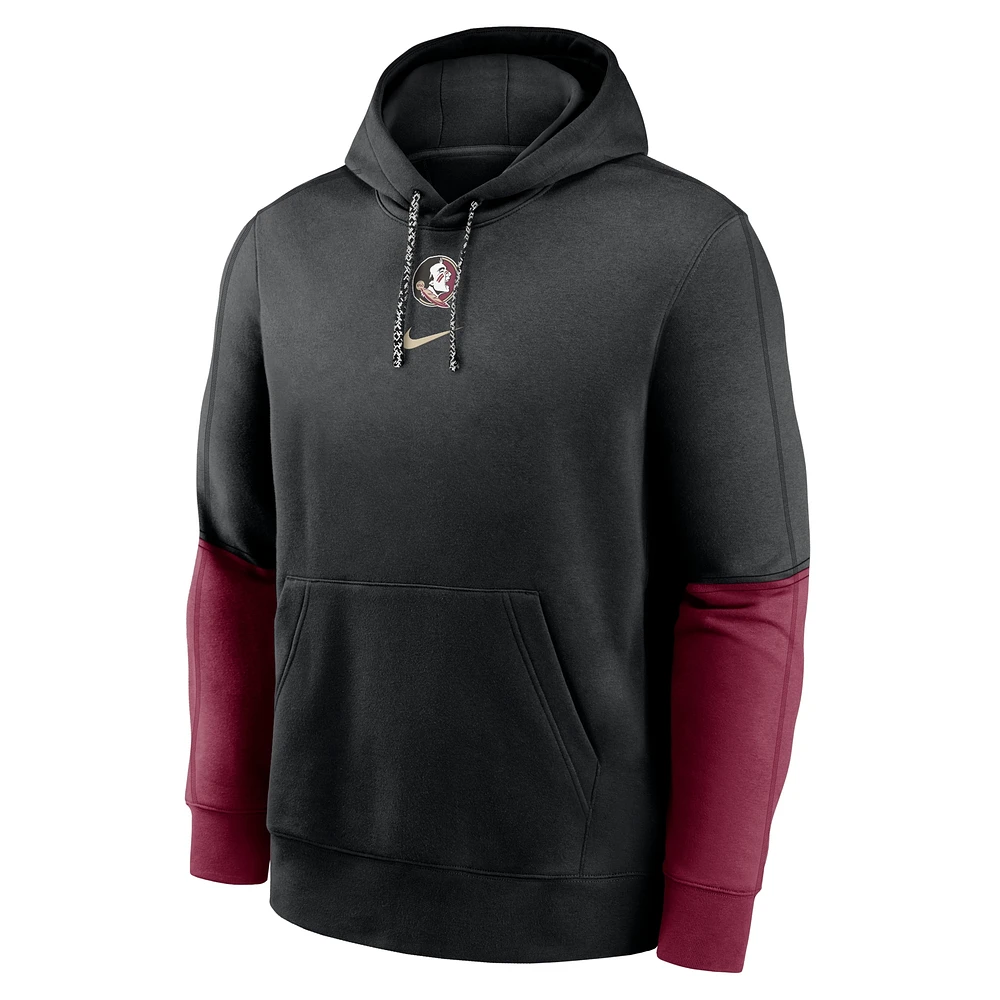 Sweat à capuche Nike noir/grenat Florida State Seminoles 2024 Sideline Club pour homme