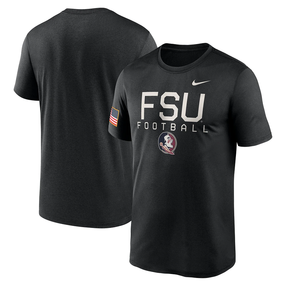 T-shirt Nike noir Florida State Seminoles 2024 Military Appreciation Legend Performance pour homme