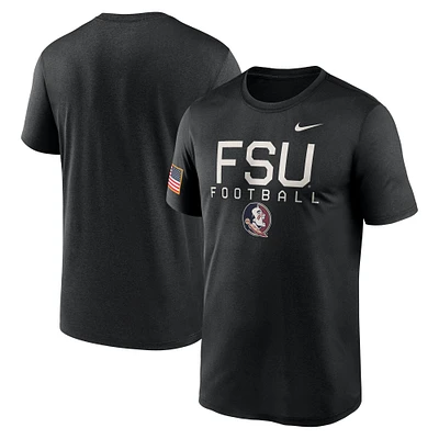 T-shirt Nike noir Florida State Seminoles 2024 Military Appreciation Legend Performance pour homme