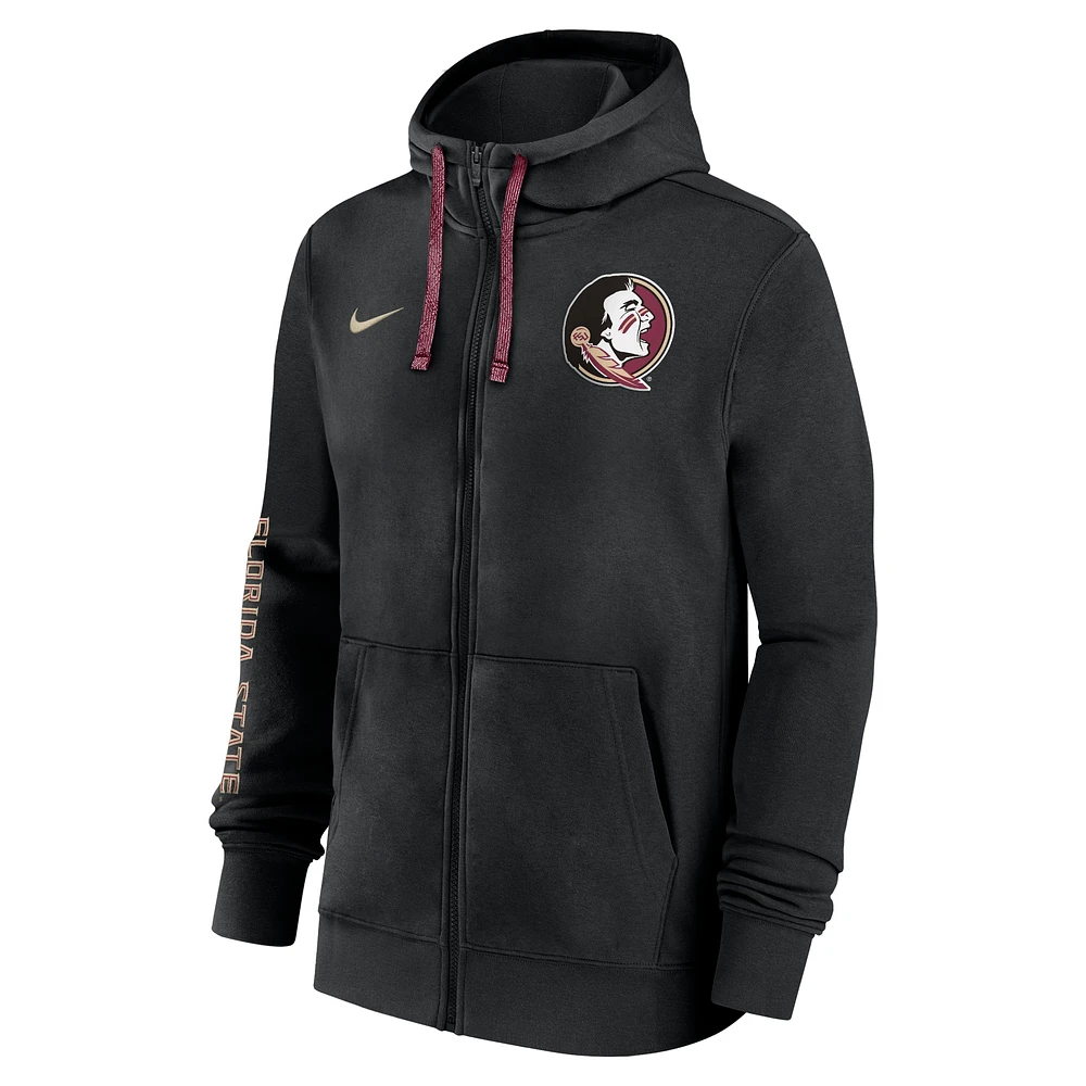 Men's Nike Black Florida State Seminoles 2024 Sideline Full-Zip Hoodie