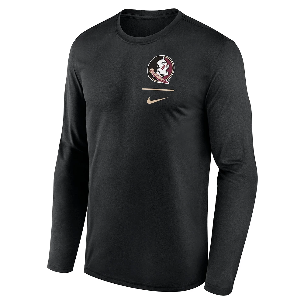 T-shirt à manches longues Nike noir Florida State Seminoles Primary Stack Legend pour homme