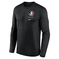 T-shirt à manches longues Nike noir Florida State Seminoles Primary Stack Legend pour homme