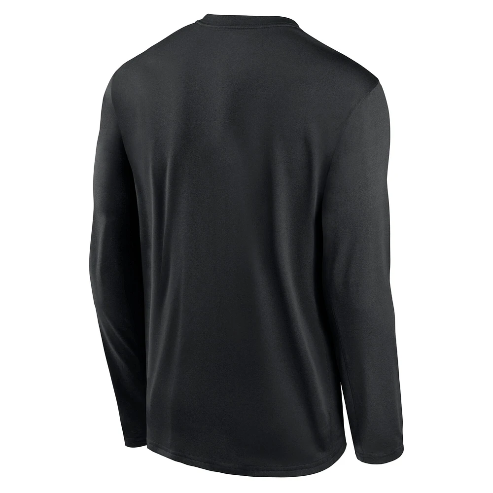 T-shirt Nike noir à manches longues pour homme Florida State Seminoles Primary Stack Legend Performance