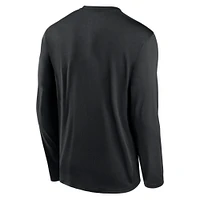 T-shirt Nike noir à manches longues pour homme Florida State Seminoles Primary Stack Legend Performance