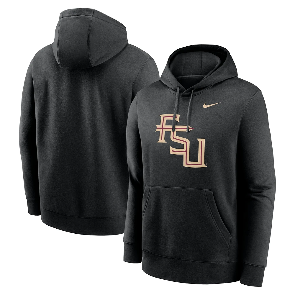 Sweat à capuche en polaire Nike noir Florida State Seminoles Primetime Alternate Logo Club pour homme