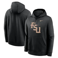 Men's Nike Black Florida State Seminoles Primetime Alternate Logo Club Fleece Pullover Hoodie