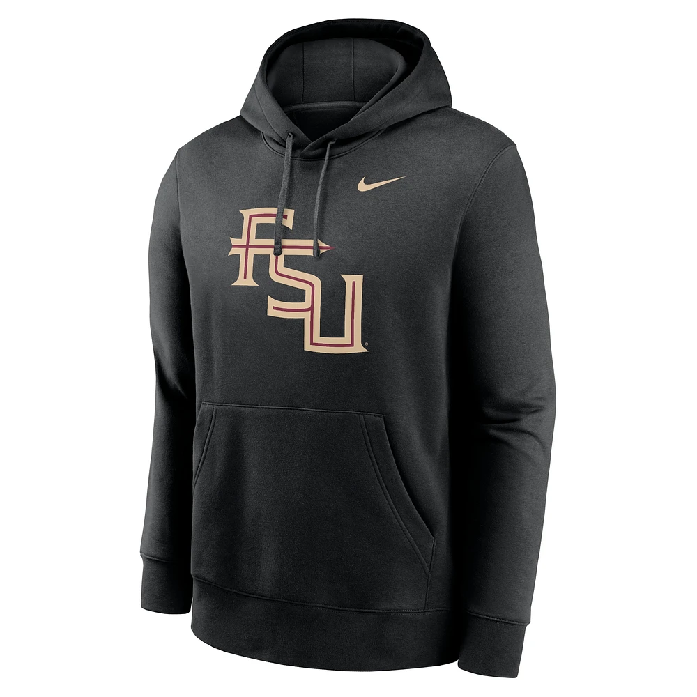 Men's Nike Black Florida State Seminoles Primetime Alternate Logo Club Fleece Pullover Hoodie