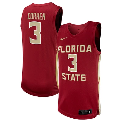 Men's Nike Cameron Corhen Garnet Florida State Seminoles NIL Basketball Replica Player Jersey