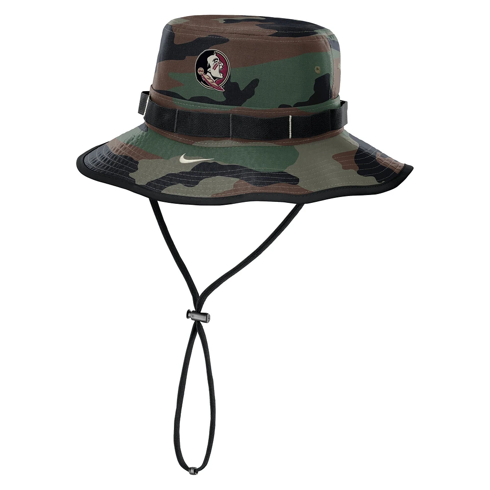 Men's Nike Camo Florida State Seminoles 2024 Military Appreciation Apex Bucket Hat