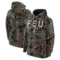 Sweat à capuche en polaire Nike Camo Florida State Seminoles 2024 Military Appreciation Club pour homme