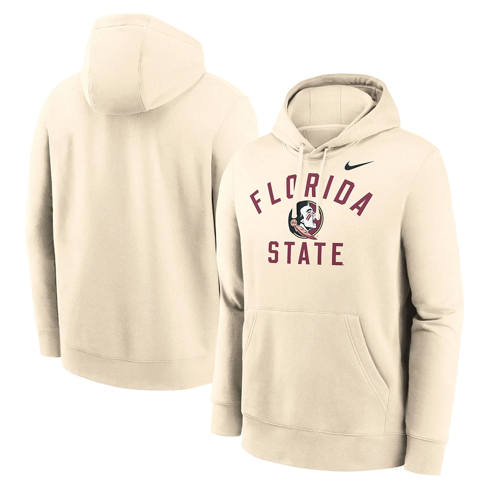 Sweat à capuche Nike pour homme avec logo Arch des Florida State Seminoles de couleur crème