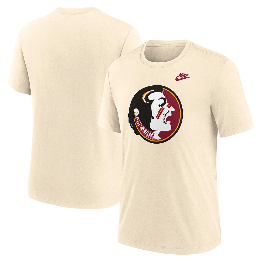 T-shirt Nike crème Florida State Seminoles Vault Logo Tri-Blend pour homme