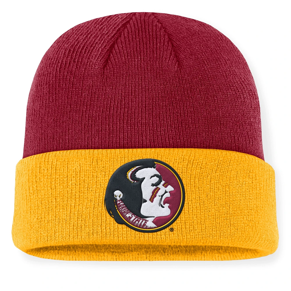 Bonnet en tricot à revers Nike Garnet/Or Florida State Seminoles Legacy Terra pour homme