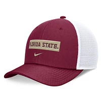 Casquette ajustable Nike Sideline Trucker 2024 pour homme, couleur grenat/blanc, Florida State Seminoles