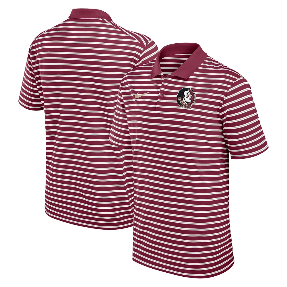 Polo Nike Performance Primetime Victory rayé grenat/blanc pour homme des Florida State Seminoles