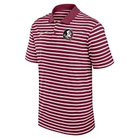 Polo Nike Performance Primetime Victory rayé grenat/blanc pour homme des Florida State Seminoles