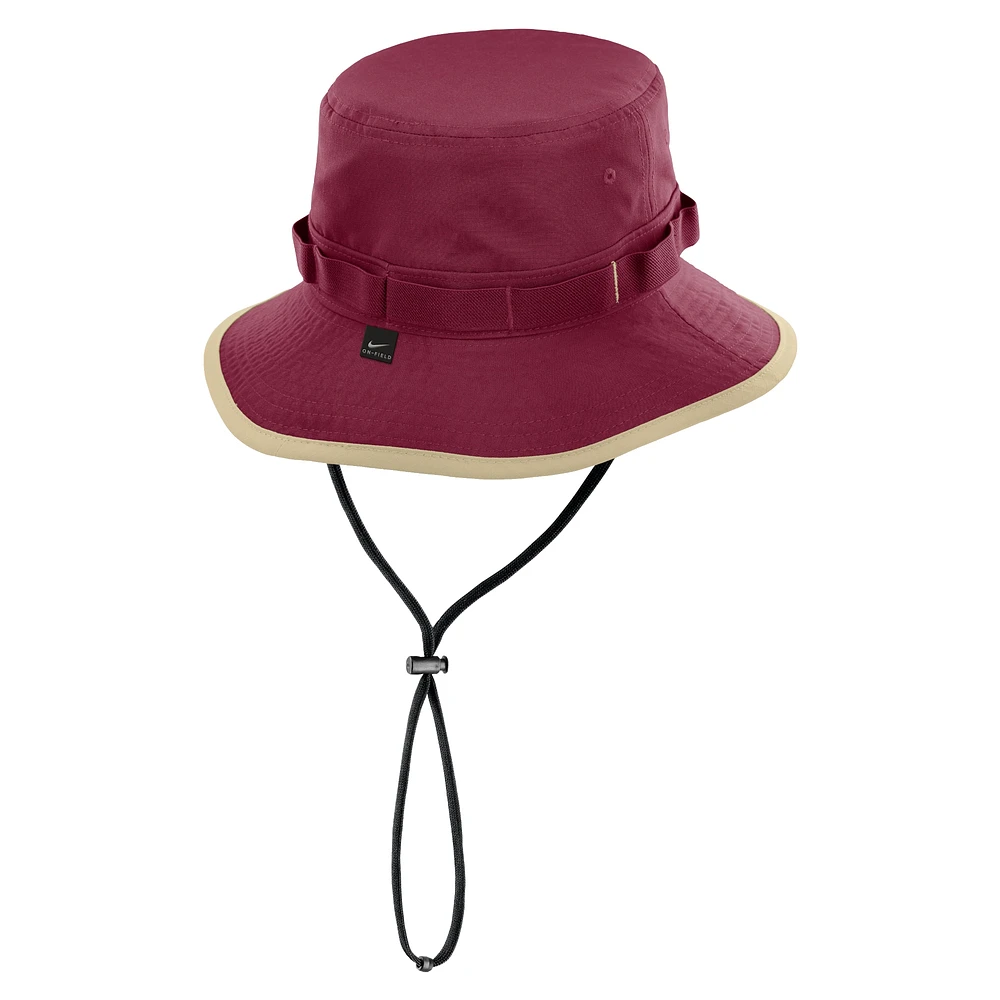 Chapeau bob Nike Performance Boonie On-Field Apex Garnet Florida State Seminoles 2024/25 pour homme