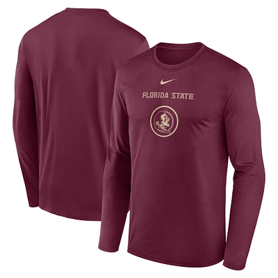 T-shirt à manches longues Nike Garnet Florida State Seminoles 2024 On-Court Basketball Practice Legend Performance pour homme