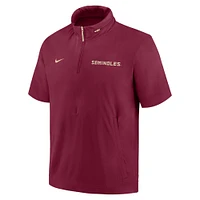 Veste à capuche et demi-zip Nike Garnet Florida State Seminoles 2024 Sideline Coach pour homme