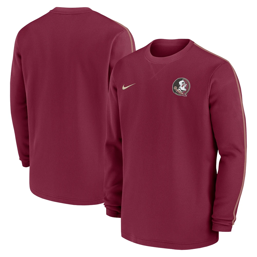 Men's Nike Garnet Florida State Seminoles 2024 Sideline Coaches Long Sleeve Top