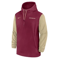 Men's Nike Garnet Florida State Seminoles 2024 Sideline Pregame Player Half-Zip Hoodie