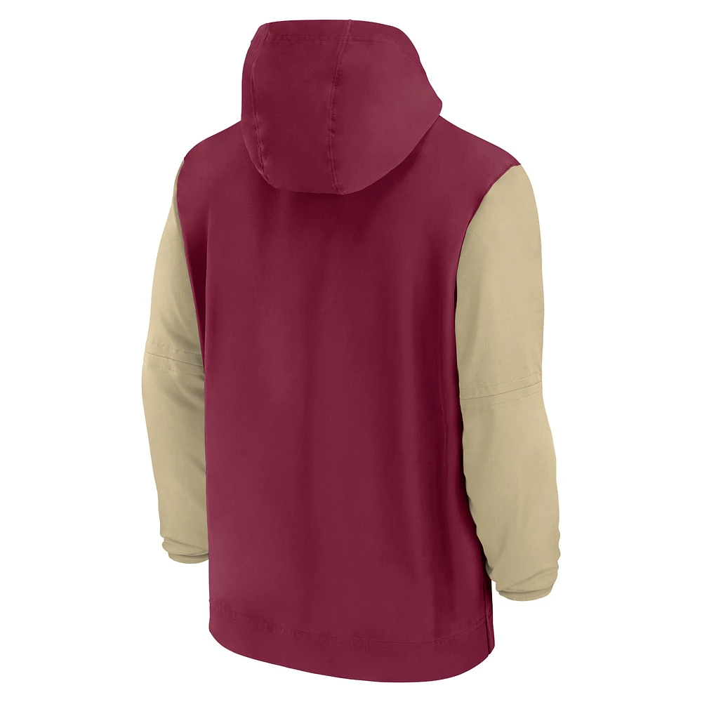 Sweat à capuche demi-zip Nike Garnet Florida State Seminoles 2024 Sideline Pregame Player pour homme