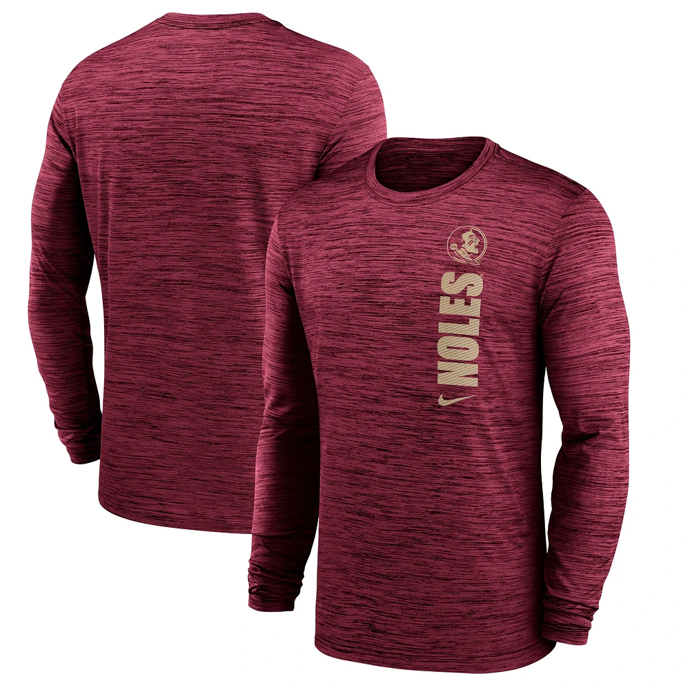 Men's Nike Garnet Florida State Seminoles 2024 Sideline Velocity Performance Long Sleeve T-Shirt