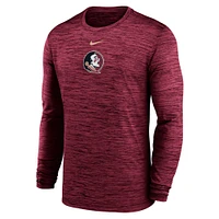 T-shirt Nike Garnet Florida State Seminoles 2025 Sideline Velocity Performance à manches longues pour homme