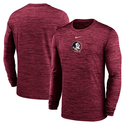 T-shirt Nike Garnet Florida State Seminoles 2025 Sideline Velocity Performance à manches longues pour homme