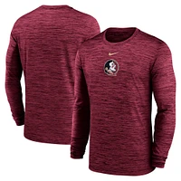 T-shirt Nike Garnet Florida State Seminoles 2025 Sideline Velocity Performance à manches longues pour homme