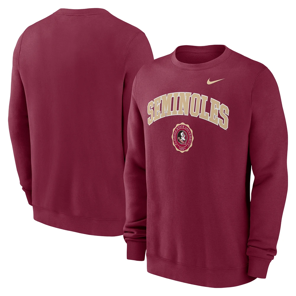 Sweat-shirt à capuche Nike Garnet Florida State Seminoles Arched Seal pour homme