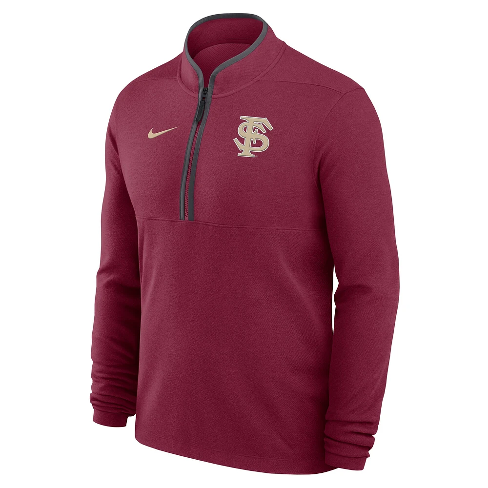 Men's Nike Garnet Florida State Seminoles Baseball Logo Lightweight Victory Performance Half-Zip Pullover