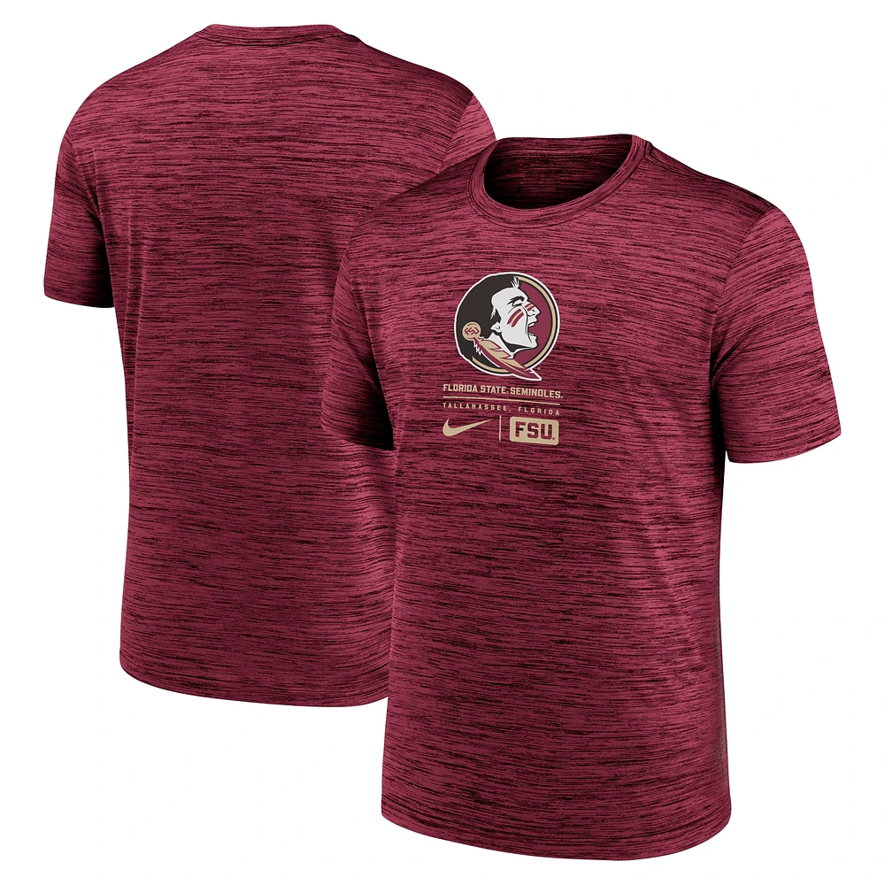 T-shirt Nike Garnet Florida State Seminoles Campus Center Block Velocity Performance pour homme