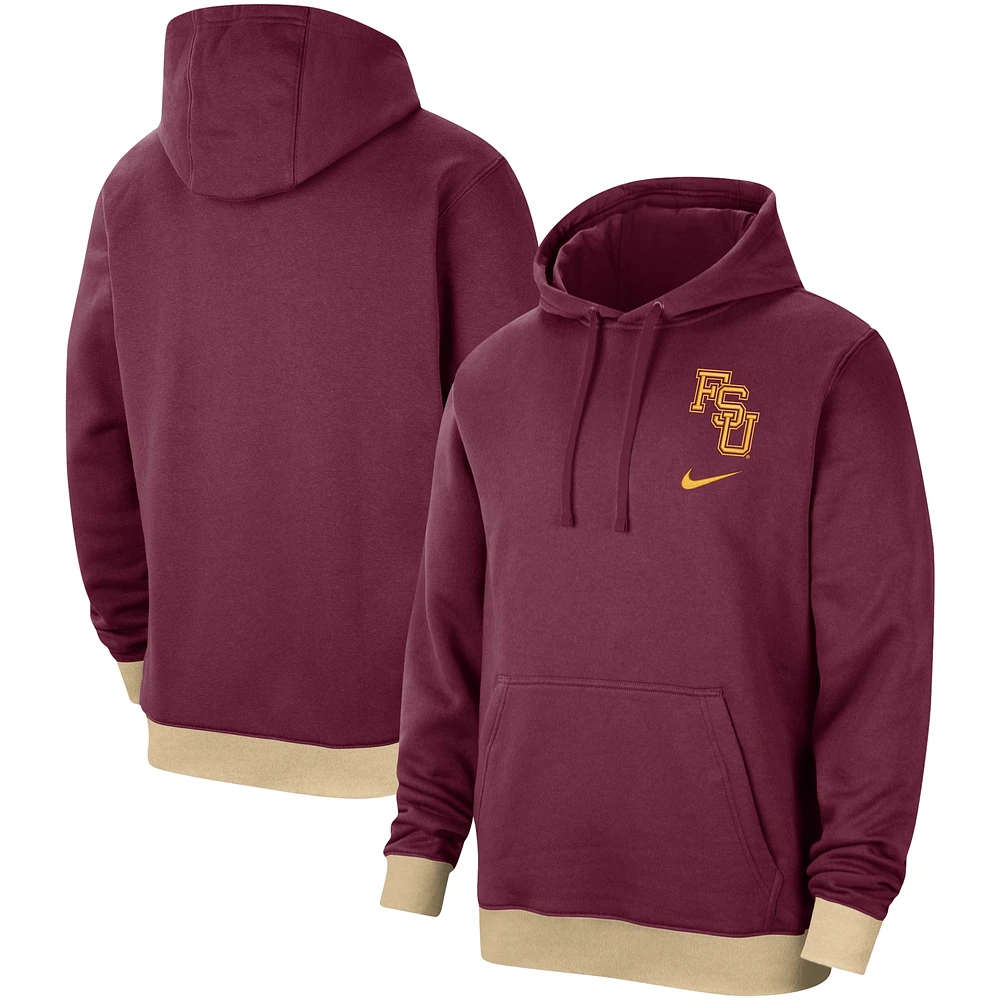 Sweat à capuche rétro en polaire Nike Garnet Florida State Seminoles Campus pour homme