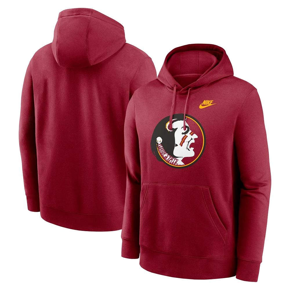 Men's Nike Garnet Florida State Seminoles Legacy Logo Club Fleece Pullover Hoodie