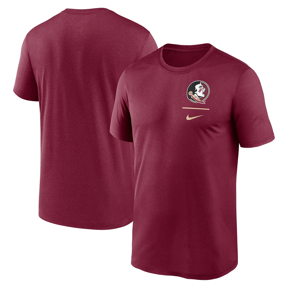 T-shirt Nike Garnet Florida State Seminoles pour homme avec logo principal Legend Performance