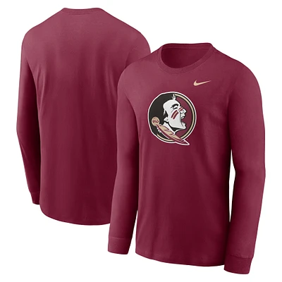 T-shirt à manches longues Nike Garnet Florida State Seminoles pour homme avec logo principal