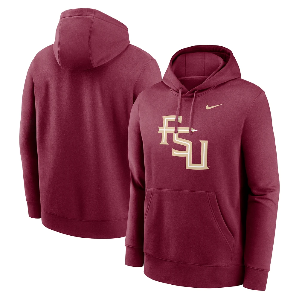 Men's Nike Garnet Florida State Seminoles Primetime Alternate Logo Club Fleece Pullover Hoodie