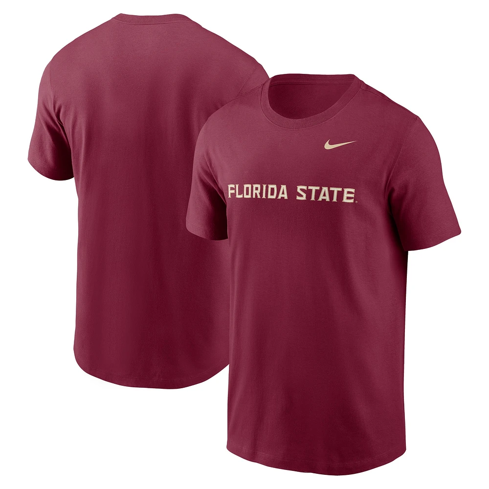 T-shirt Nike Garnet Florida State Seminoles Primetime Wordmark pour homme