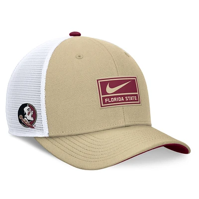 Men's Nike Gold/White Florida State Seminoles 2024 On Field Swoosh Trucker Adjustable Hat