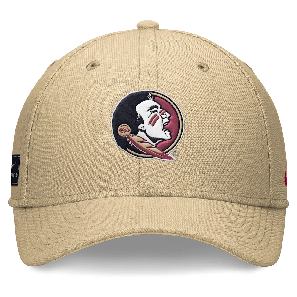 Casquette Nike Gold Florida State Seminoles 2024 On-Field Swoosh Flex pour homme