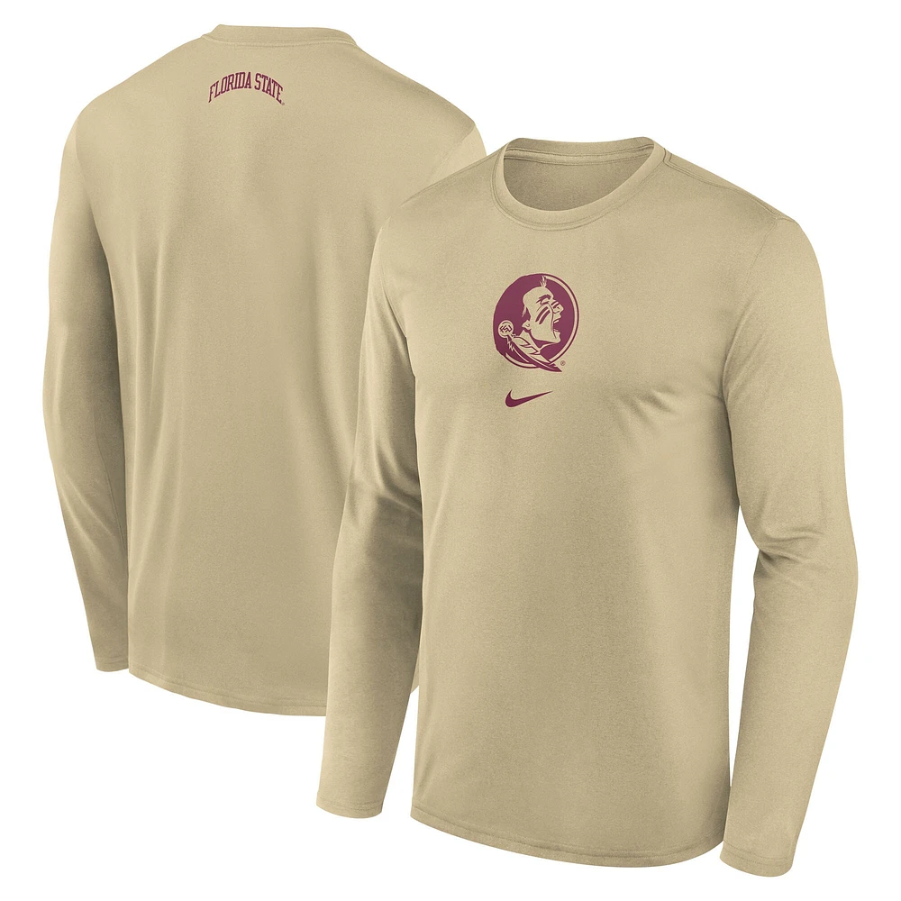 T-shirt Nike Gold Florida State Seminoles On-Court Basketball Shootaround Performance à manches longues pour homme