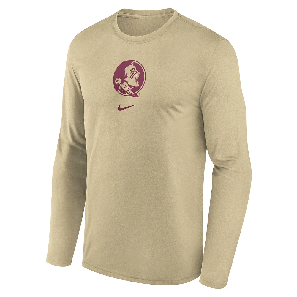 T-shirt Nike Gold Florida State Seminoles On-Court Basketball Shootaround Performance à manches longues pour homme