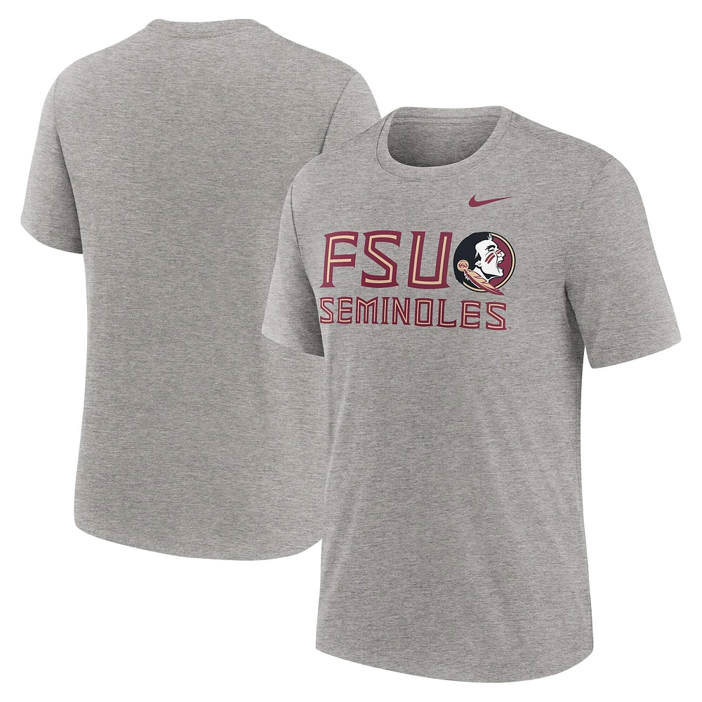 T-shirt Nike Heather Grey Florida State Seminoles Campus Local Tri-Blend pour homme