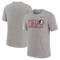T-shirt Nike Heather Grey Florida State Seminoles Campus Local Tri-Blend pour homme