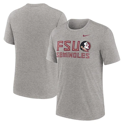 T-shirt Nike Heather Grey Florida State Seminoles Campus Local Tri-Blend pour homme