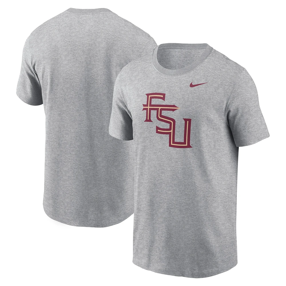 Men's Nike Heather Gray Florida State Seminoles Primetime Alternate Logo T-Shirt